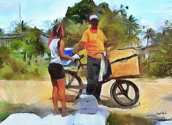 caribbean scenes - village vendor Digital Download