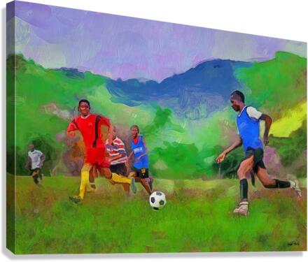 CARIBBEAN SCENES - FOOTBALL IN DE VILLAGE  Canvas Print