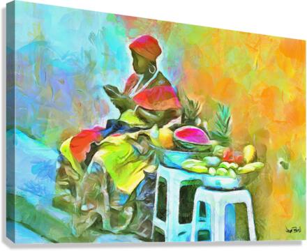 CARIBBEAN SCENES - DE FRUIT LADY  Canvas Print
