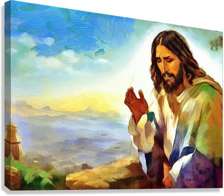 THE PRAYERFUL MOMENTS OF JESUS CHRIST - Prayer and Solitude on Top The Mountain  Canvas Print