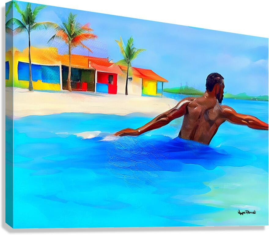 Dis and Dat in De Caribbean - Jump in De Water  Canvas Print