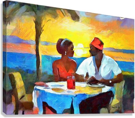 Dis and Dat in De Caribbean - Dinner in De Sunset  Canvas Print