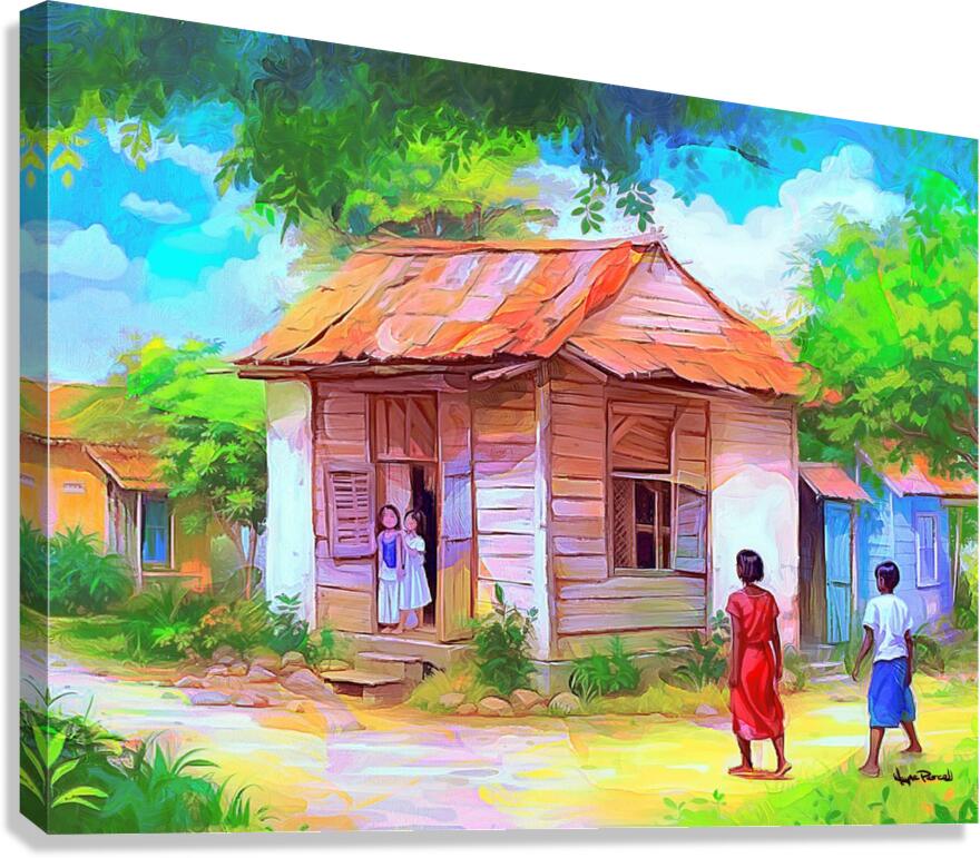 CARIBBEAN COUNTRY SCENES - De Children Come Home  Canvas Print