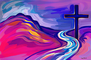 THE RIVER AND THE CROSS by Wayne Pascall Art