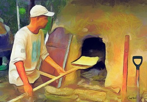 OLE TIME CARIBBEAN SCENES - BAKING IN DE MUD OVEN