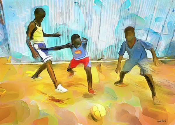 CARIBBEAN SCENES - SMALL GOAL IN DE STREET Print