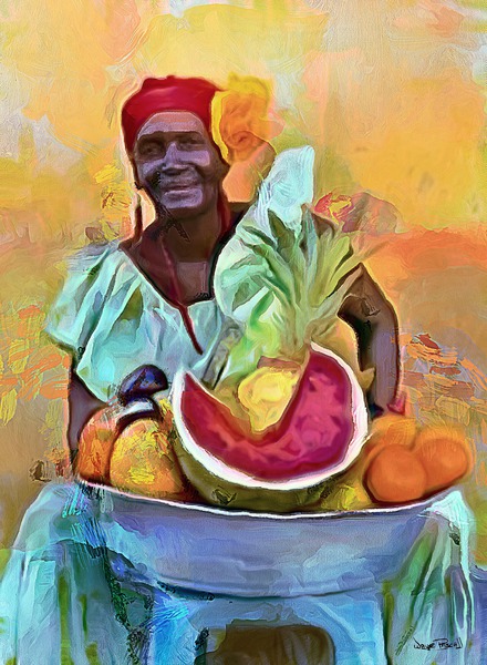 CARIBBEAN SCENES - FRUIT LADY-2 Print