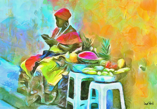 CARIBBEAN SCENES - DE FRUIT LADY Print