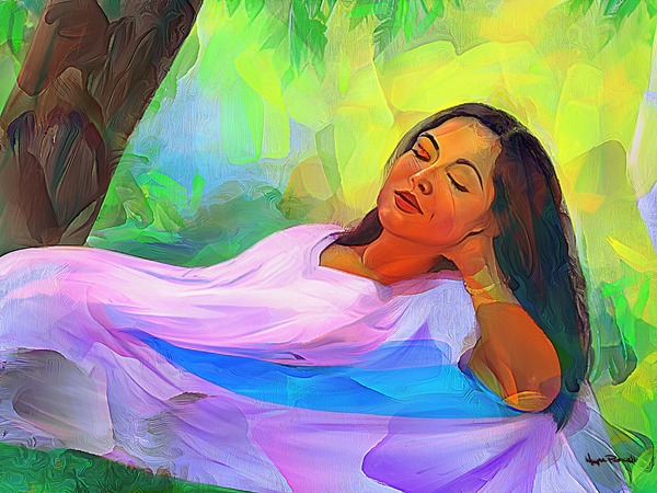INDO-CARIBBEAN SCENES - Leela Relaxes  Print
