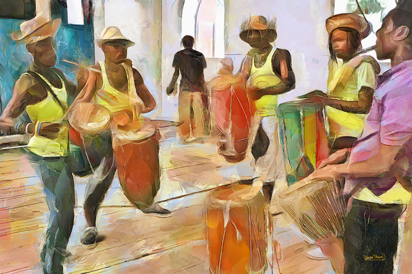 Caribbean Scenes - Folk Drummers Print