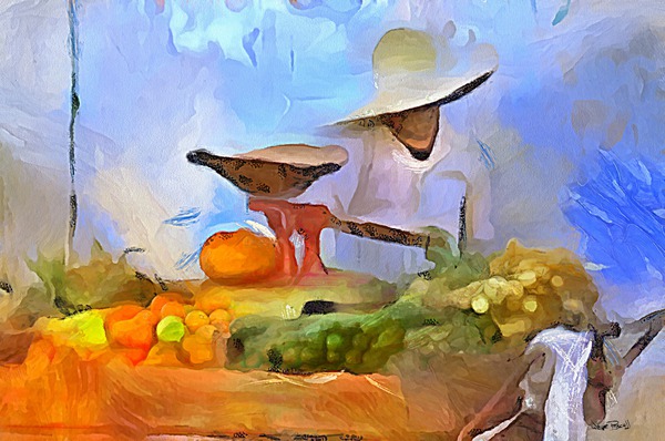 OLE TIME CARIBBEAN SCENES - VENDOR AND SCALE Print