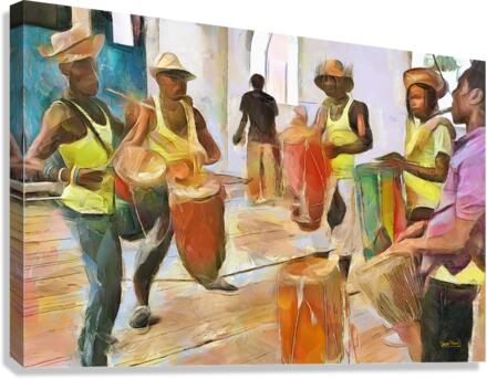Caribbean Scenes - Folk Drummers  Impression sur toile