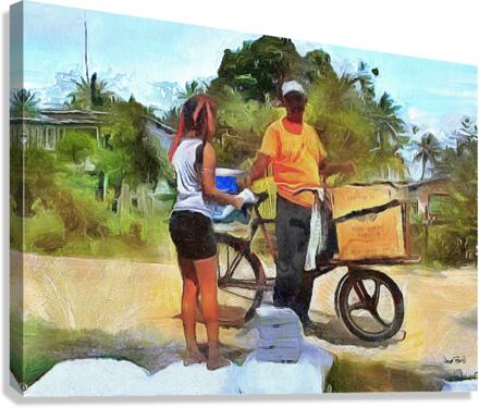 caribbean scenes - village vendor  Impression sur toile
