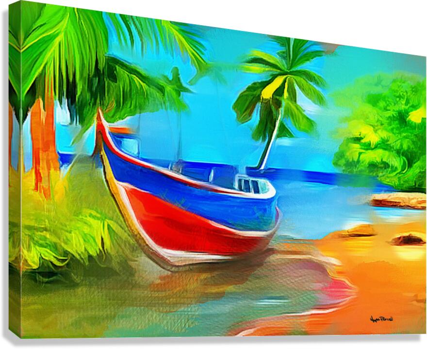 BOAT ON THE SHORE  Impression sur toile