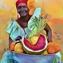 CARIBBEAN SCENES - FRUIT LADY-2