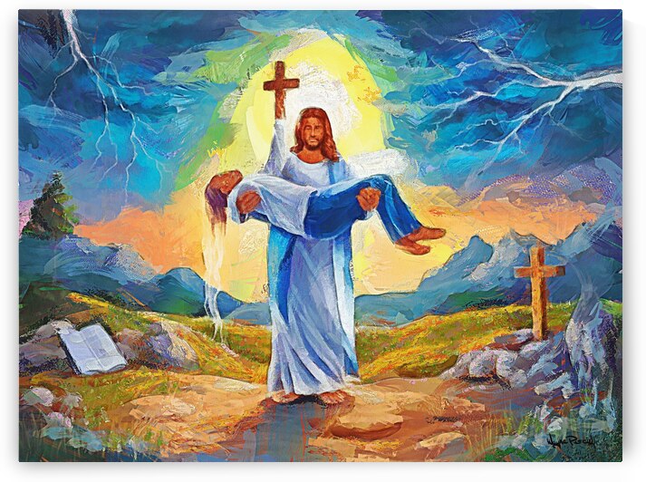 Safe in The Arms of Jesus by Wayne Pascall Art
