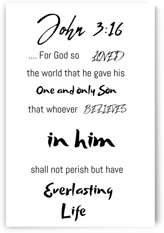 JOHN 3:16 - Vertical White Background by Wayne Pascall Art