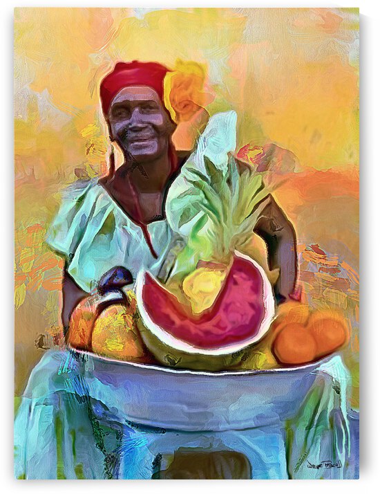 CARIBBEAN SCENES - FRUIT LADY-2 by Wayne Pascall Art