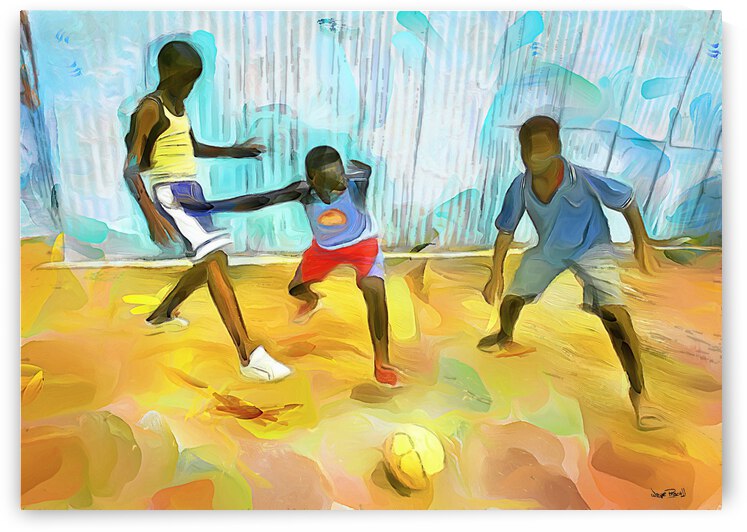 CARIBBEAN SCENES - SMALL GOAL IN DE STREET by Wayne Pascall Art