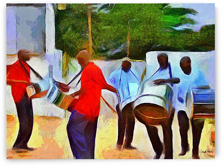 OLE TIME CARIBBEAN SCENES - PAN AROUND DE NECK by Wayne Pascall Art
