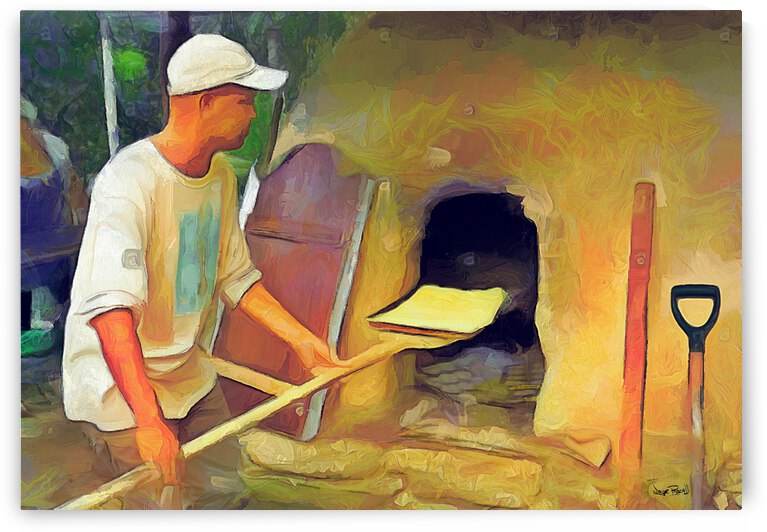 OLE TIME CARIBBEAN SCENES - BAKING IN DE MUD OVEN by Wayne Pascall Art