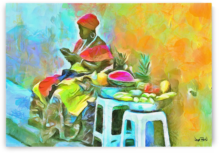 CARIBBEAN SCENES - DE FRUIT LADY by Wayne Pascall Art