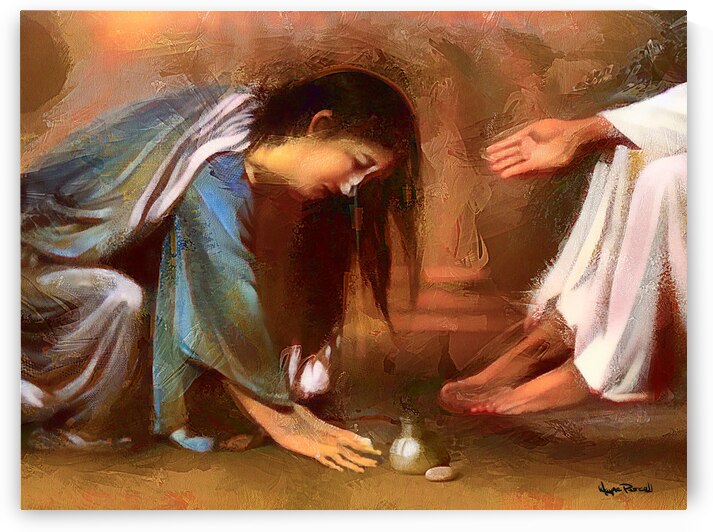 Woman with Alabaster Box Forgiven by Wayne Pascall Art