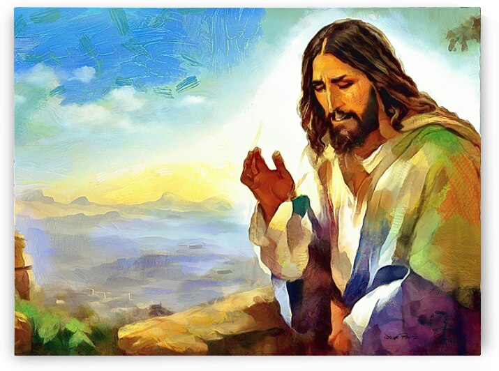 THE PRAYERFUL MOMENTS OF JESUS CHRIST - Prayer and Solitude on Top The Mountain by Wayne Pascall Art