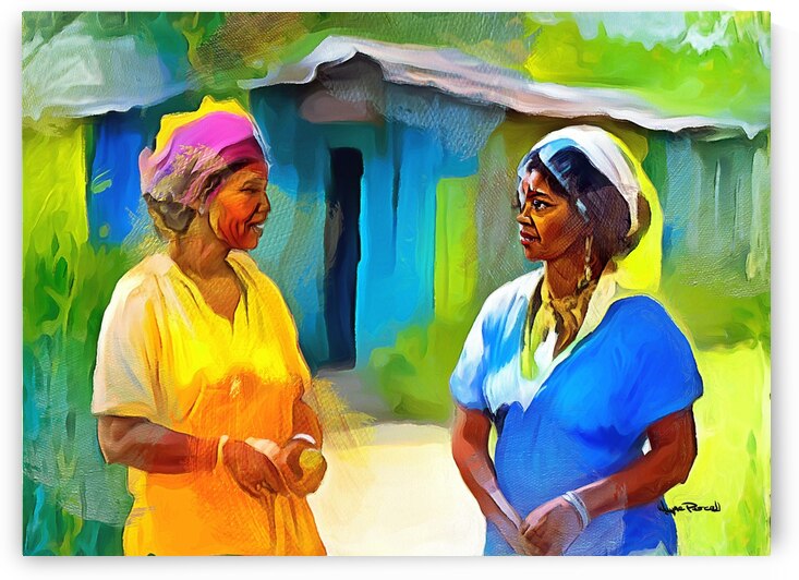 Dis and Dat in De Caribbean - Backyard Conversation by Wayne Pascall Art