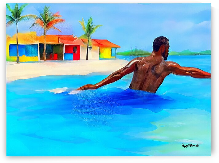 Dis and Dat in De Caribbean - Jump in De Water by Wayne Pascall Art