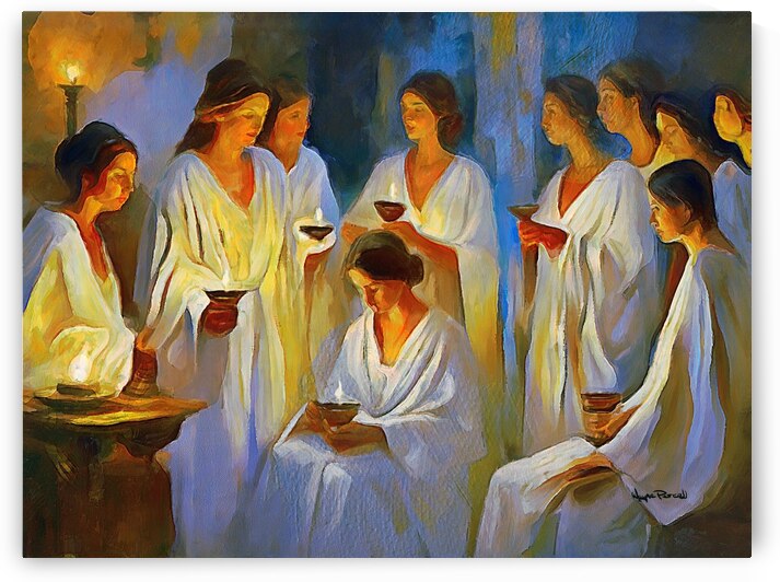 PARABLES OF JESUS - The 5 Wise and 5 Foolish Virgins by Wayne Pascall Art