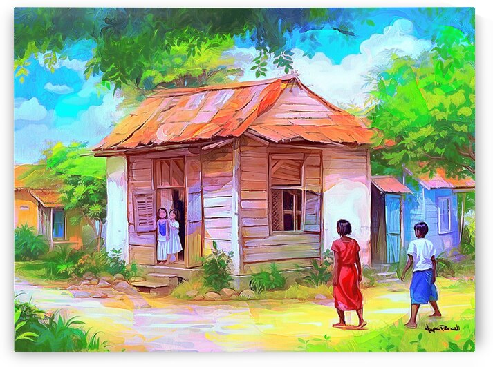CARIBBEAN COUNTRY SCENES - De Children Come Home by Wayne Pascall Art