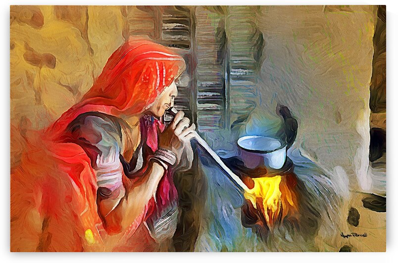 Cooking with Pokni and Chulha by Wayne Pascall Art