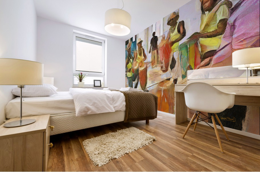 Caribbean Scenes - Folk Drummers Mural print