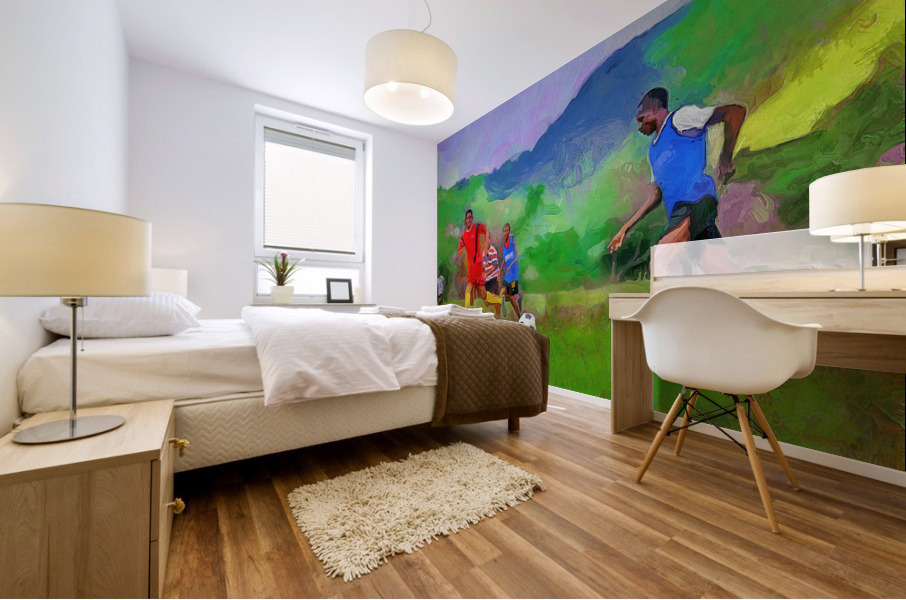 CARIBBEAN SCENES - FOOTBALL IN DE VILLAGE Mural print