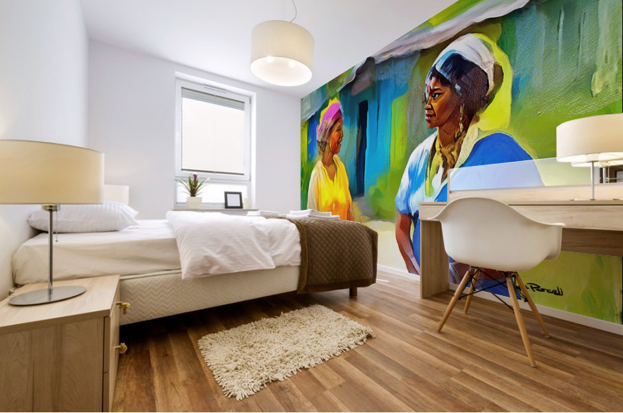 Dis and Dat in De Caribbean - Backyard Conversation Mural print