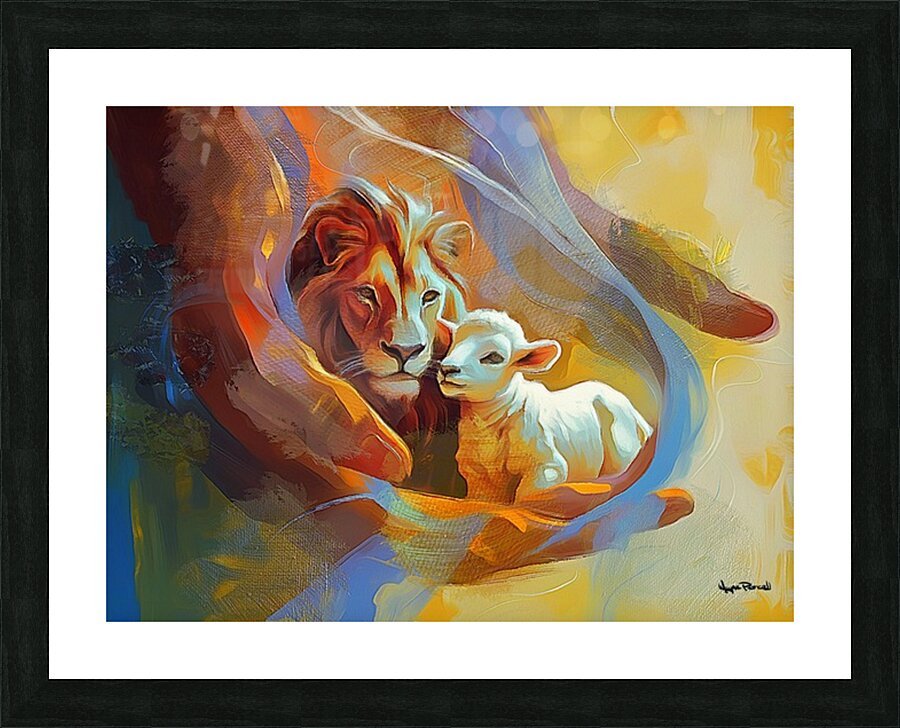 The Lion and The Lamb in Peace Picture Frame print