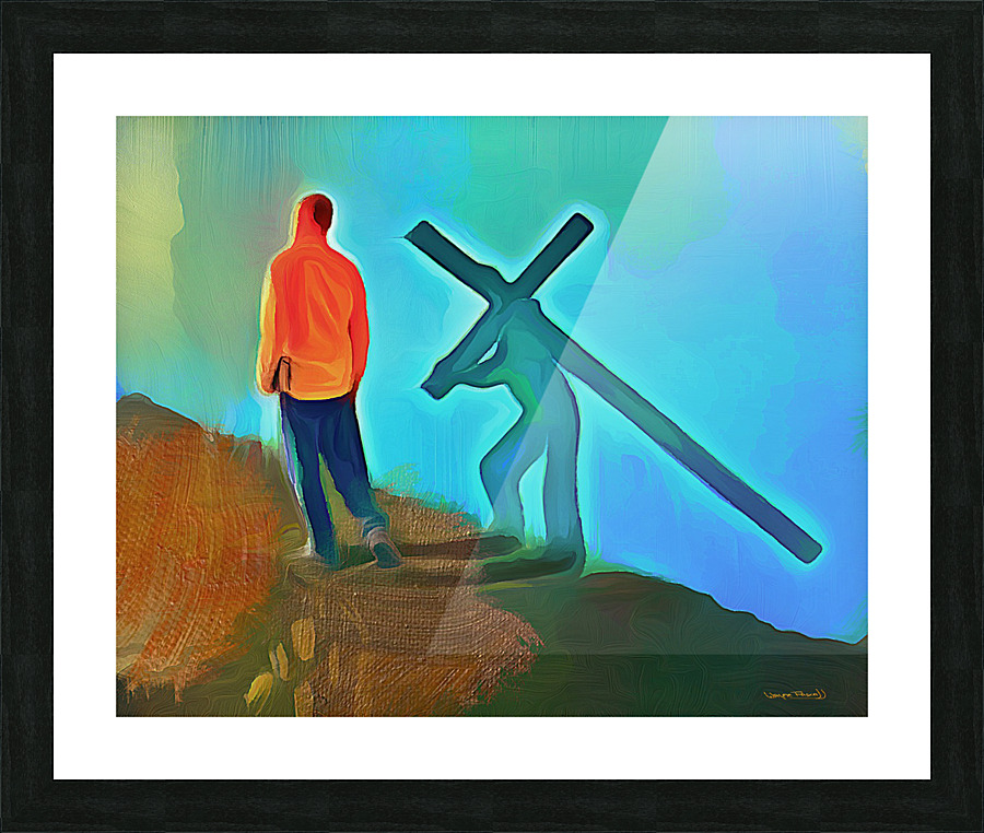 Take Up Your Cross and Follow Me  Framed Print Print