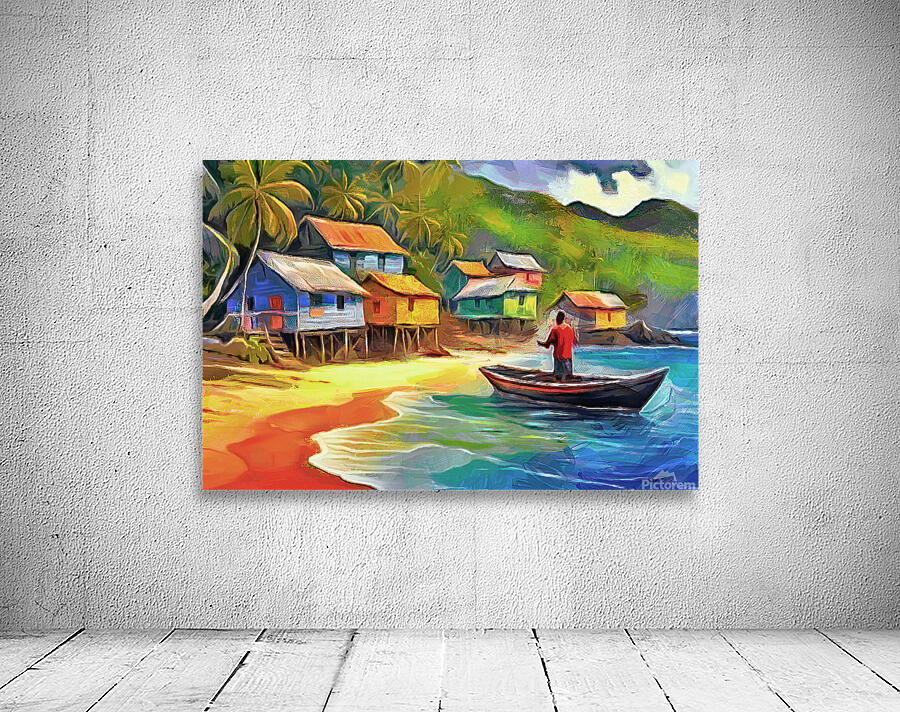 CARIBBEAN SCENES - Beach Village Wall Preview