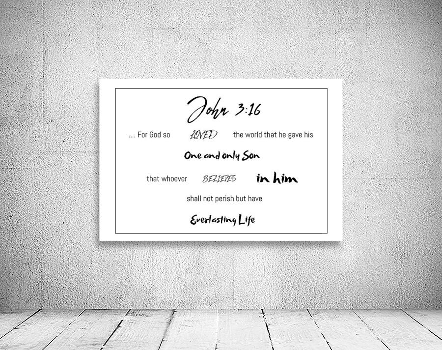 JOHN 3:16 Horizontal White Background by Wayne Pascall Art