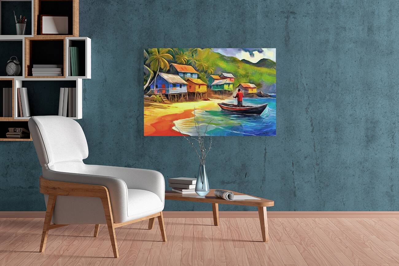 CARIBBEAN SCENES - Beach Village Reproduction