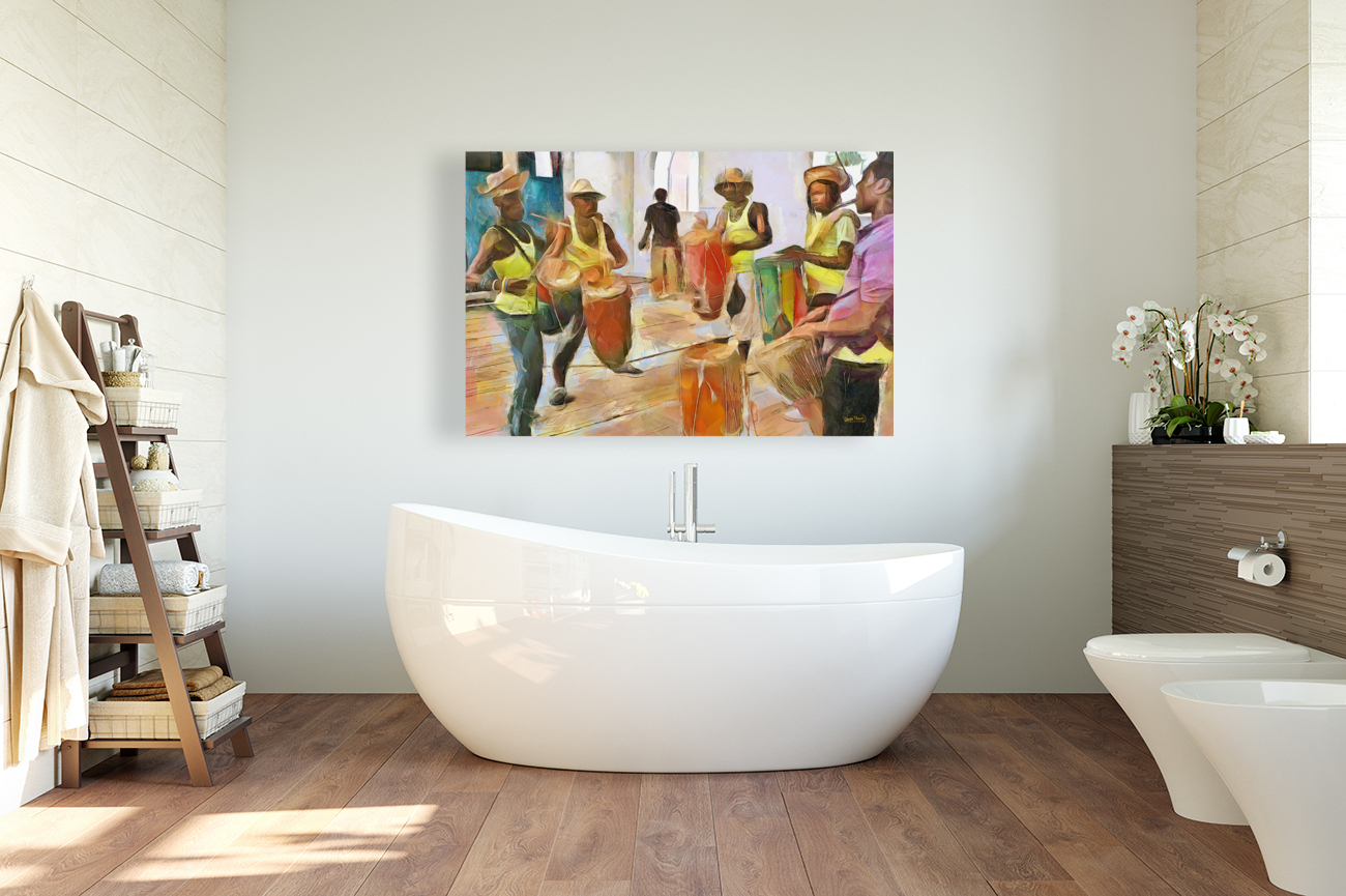 Caribbean Scenes - Folk Drummers Reproduction