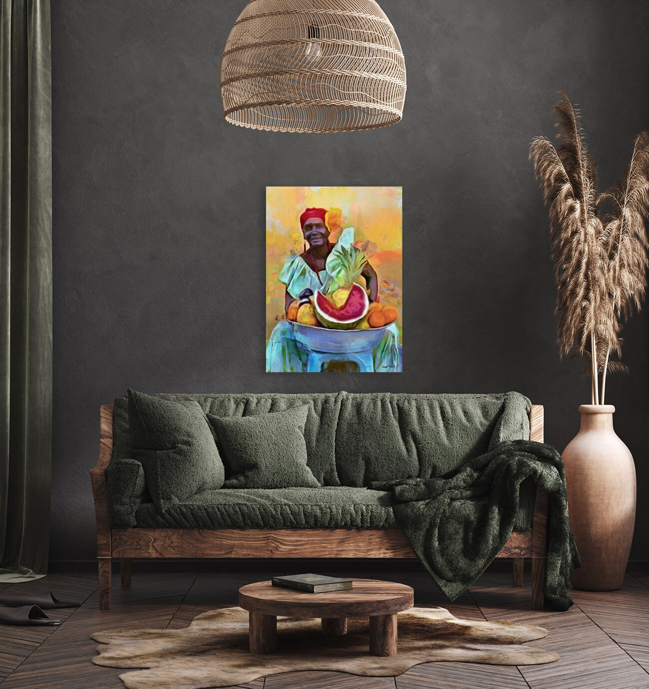 CARIBBEAN SCENES - FRUIT LADY-2 Reproduction