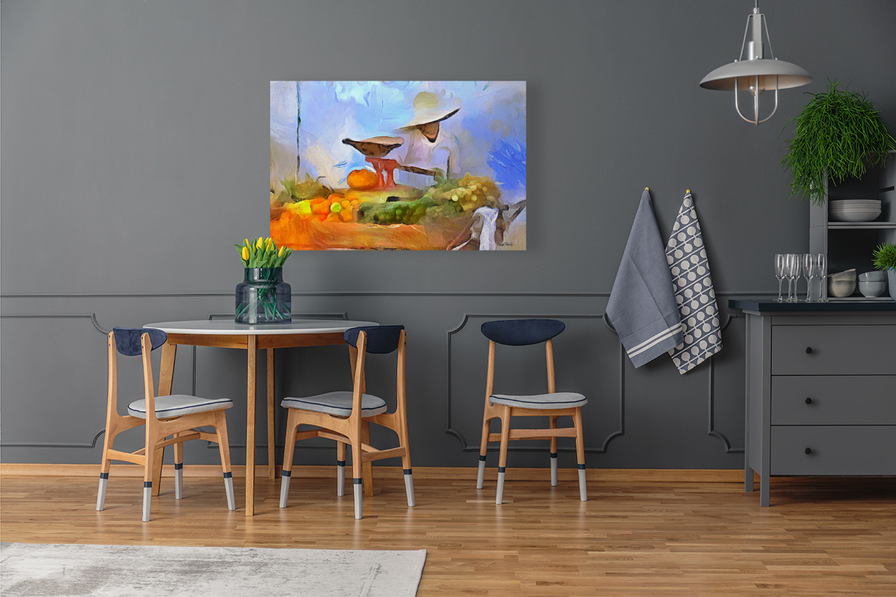 OLE TIME CARIBBEAN SCENES - VENDOR AND SCALE Reproduction