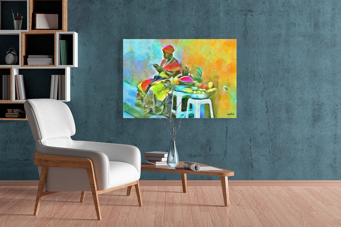 CARIBBEAN SCENES - DE FRUIT LADY Reproduction
