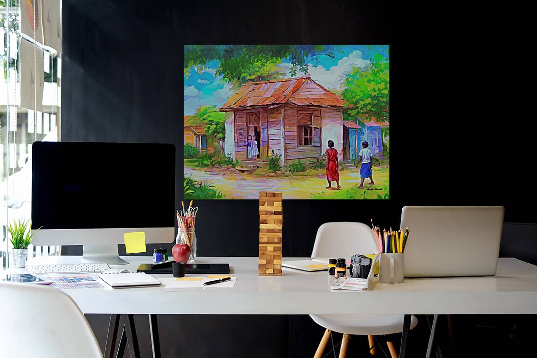 CARIBBEAN COUNTRY SCENES - De Children Come Home Reproduction