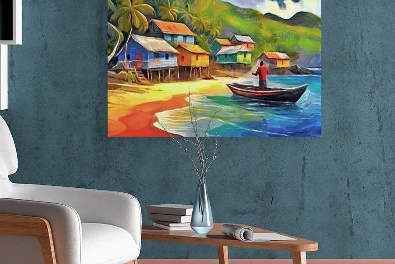 CARIBBEAN SCENES - Beach Village by Wayne Pascall Art