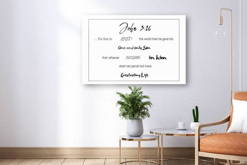 JOHN 3:16 Horizontal White Background by Wayne Pascall Art
