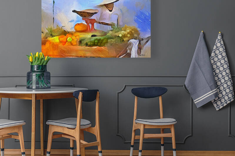 OLE TIME CARIBBEAN SCENES - VENDOR AND SCALE by Wayne Pascall Art