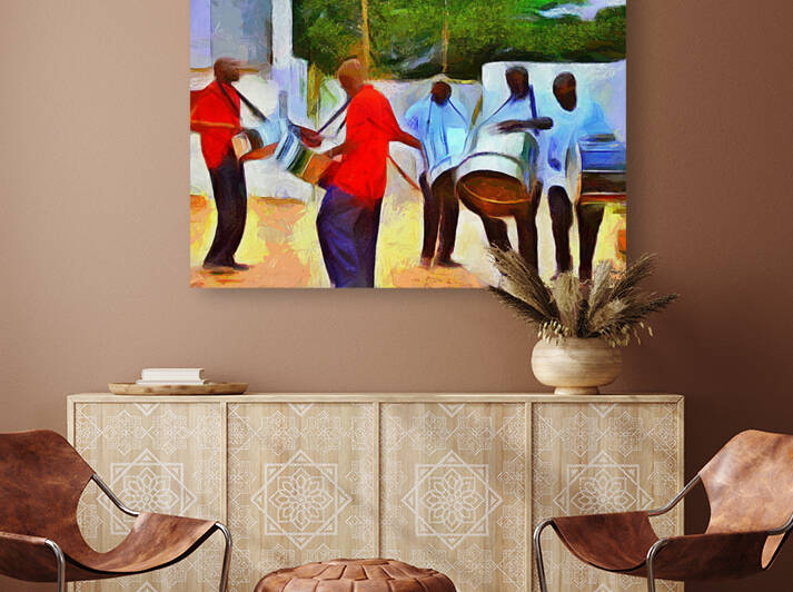 OLE TIME CARIBBEAN SCENES - PAN AROUND DE NECK by Wayne Pascall Art